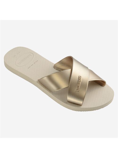 Sandalo donna colore Beige HAVAIANAS | AQUAMETTALIC BEIGE